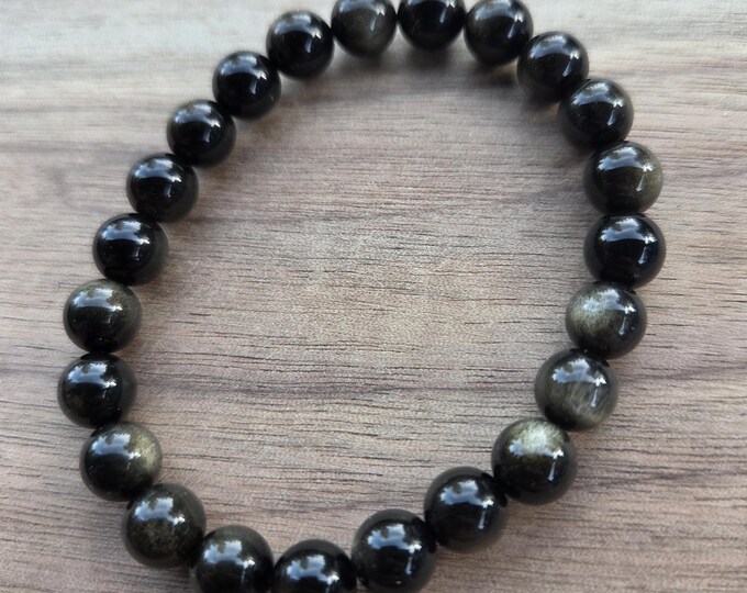 GOLDEN SHEEN OBSIDIAN Chakra Stretch Bracelet All Natural Semi-Precious Stones Healing Metaphysical