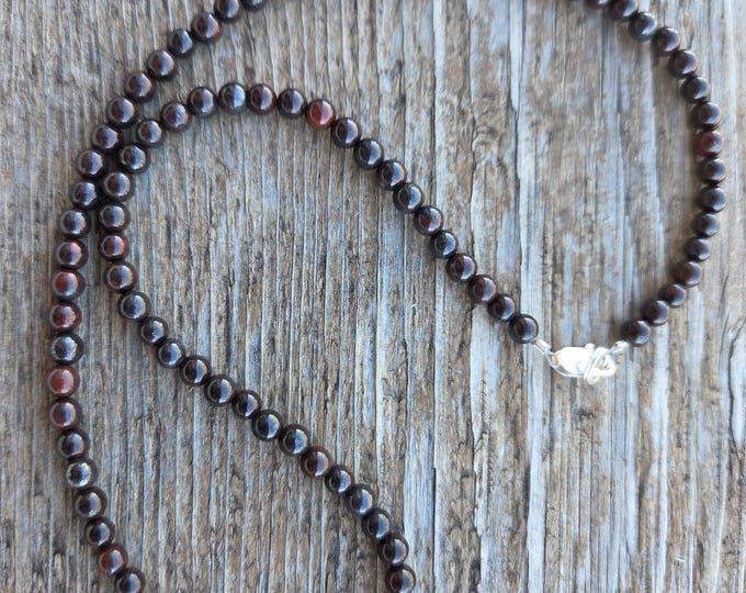 BRECIATTED JASPER Small Round Bead Necklace All Natural Semi-Precious Stones Healing Metaphysical