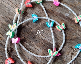 SALE: Pretty BUTTERFLY Butterflies CHOOSE Color Spring Fimo Polymer Clay and Glass Beads Eyeglass Chain