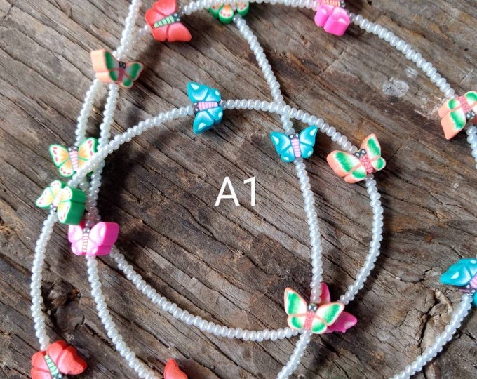 SALE: Pretty BUTTERFLY Butterflies CHOOSE Color Spring Fimo Polymer Clay and Glass Beads Eyeglass Chain