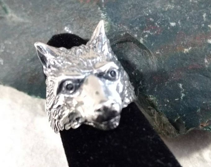 Big WOLF DIREWOLF Face Head Sterling Silver Ring Unique! STATEMENT Adjustable Design