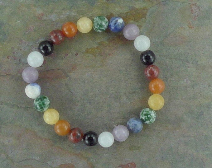 Chakra Stretch Bracelet All Natural Semi-Precious Stones Healing Metaphysical