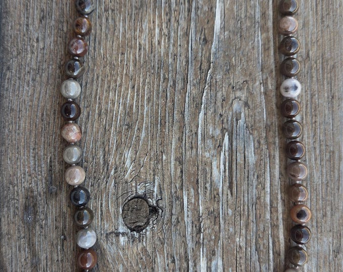 PETRIFIED WOOD MONTANA Bead Sterling Silver Necklace