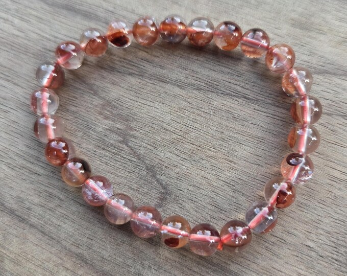 FIRE QUARTZ Chakra Stretch Bracelet All Natural Semi-Precious Stones Healing Metaphysical