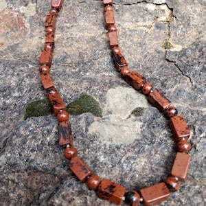 Mahogany Obsidian Natural Gemstone Sterling Silver Necklace