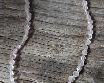 FACETED ROSE QUARTZ Stone Natural Gemstone Sterling Silver Necklace