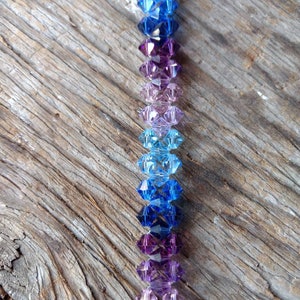 Swarovski Crystal Woven Bracelet Sterling Silver Blue & Purple Chevron image 3