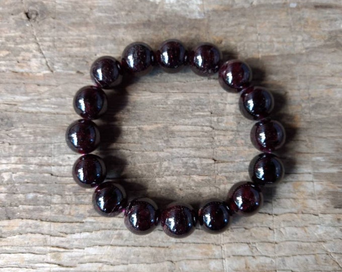 Garnet Chakra Stretch Bracelet All Natural Semi-Precious Stones Healing Metaphysical