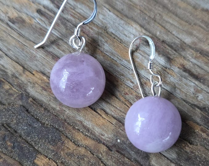 KUNZITE Gemstone Earrings Sterling Silver Natural Stone