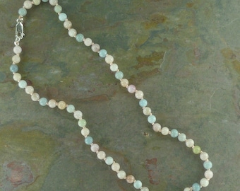 AQUAMARINE (Multi Colored) Chakra Necklace All Natural Semi-Precious Stones Healing Metaphysical