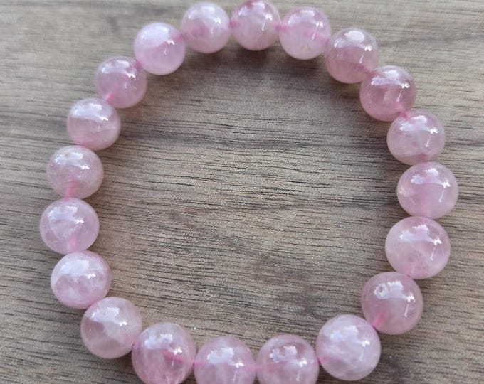 ROSE QUARTZ Chakra Stretch Bracelet All Natural Semi-Precious Stones Healing Metaphysical