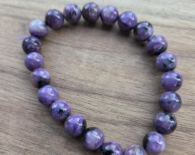 CHAROITE Chakra Stretch Bracelet All Natural Semi-Precious Stones Healing Metaphysical