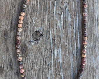 LEOPARDSKIN JASPER Beaded Necklace Sterling Silver