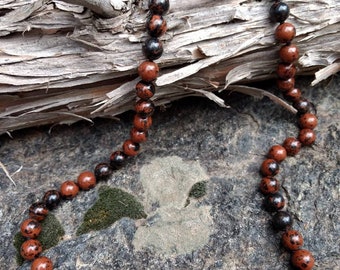 MAHOGANY OBSIDIAN Chakra Necklace All Natural Semi-Precious Stones Healing Metaphysical