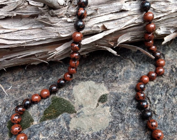 MAHOGANY OBSIDIAN Chakra Necklace All Natural Semi-Precious Stones Healing Metaphysical