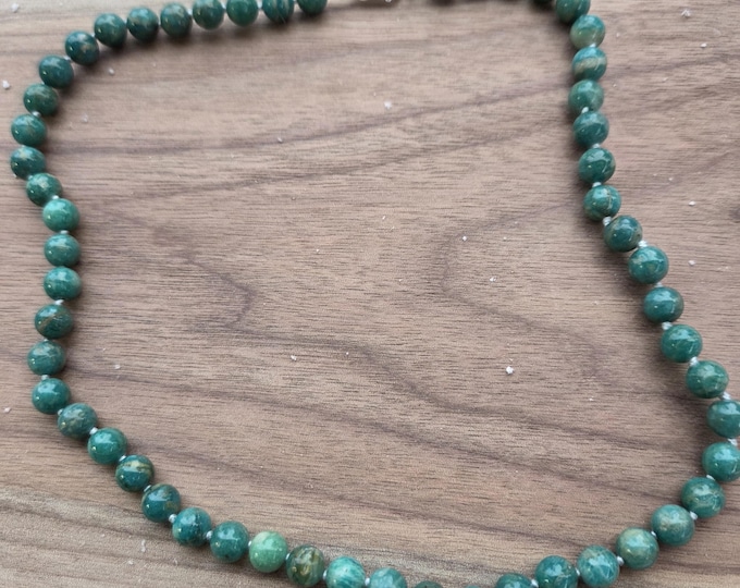 RUSSIAN AMAZONITE Chakra Necklace All Natural Semi-Precious Stones Healing Metaphysical