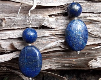 LAPIS LAZULI Gemstone Earrings Sterling Silver Natural Stone