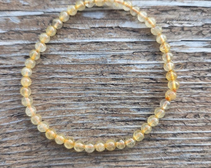 CITRINE Small Bead Chakra Stretch Bracelet All Natural Semi-Precious Stones Healing Metaphysical