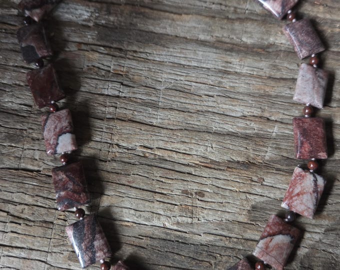 Red Crazy Horse Creek Jasper Beautiful Stone Natural Gemstone Sterling Silver Necklace