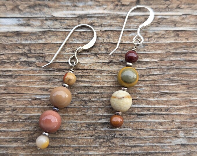MOUKAITE HICORITE JASPER Gemstone Earrings Sterling Silver Natural Stone