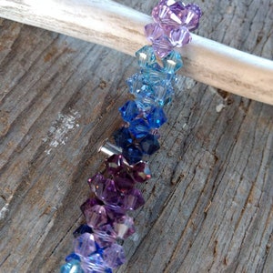 Swarovski Crystal Woven Bracelet Sterling Silver Blue & Purple Chevron image 1