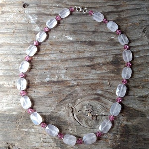 Faceted Rose Quartz & Swarovski Sterling Silver Necklace