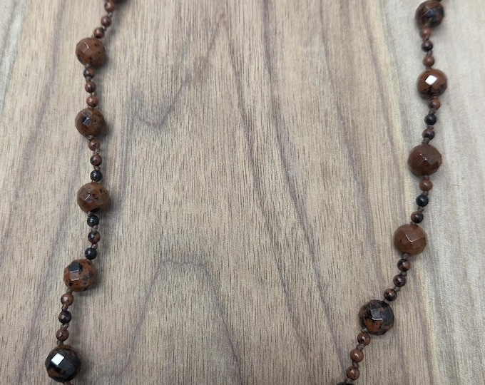 Mahogany Obsidian Natural Gemstone Sterling Silver Necklace