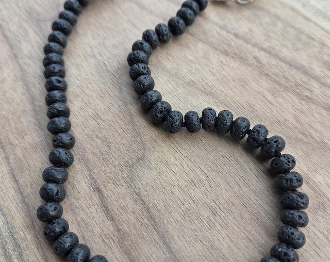 Lava Black Natural Gemstone Sterling Silver Necklace