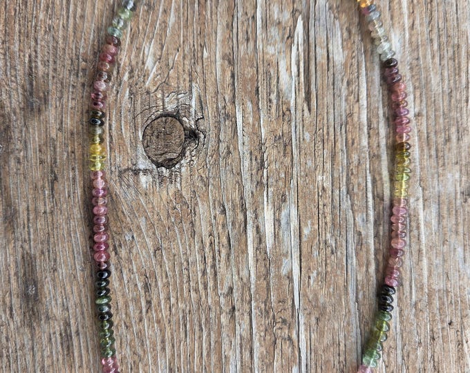 WATERMELON TOURMALINE Necklace All Natural Semi-Precious Stones Sterling Silver