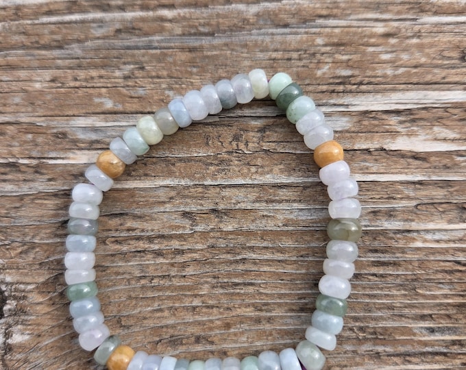MULTI JADE Chakra Stretch Bracelet All Natural Semi-Precious Stones Healing Metaphysical