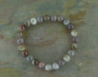 BOTSWANA AGATE Chakra Stretch Bracelet All Natural Semi-Precious Stones Healing Metaphysical
