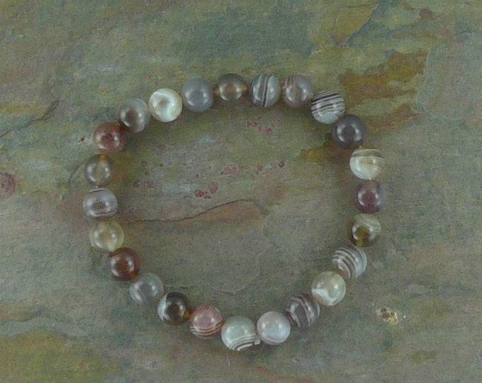 BOTSWANA AGATE Chakra Stretch Bracelet All Natural Semi-Precious Stones Healing Metaphysical