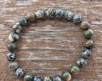 RHYOLITE Chakra Stretch Bracelet All Natural Semi-Precious Stones Healing Metaphysical