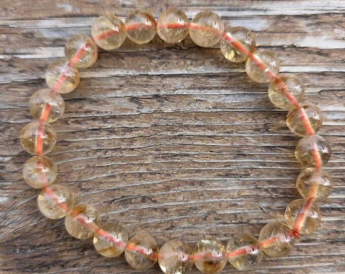 GOLDEN RUTILATED QUARTZ Chakra Stretch Bracelet All Natural Semi-Precious Stones Healing Metaphysical