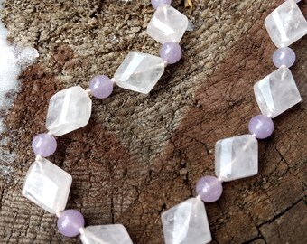 Rose Quartz & Amethyst Sterling Silver Necklace