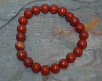 RED JASPER Chakra Stretch Bracelet All Natural Semi-Precious Stones Healing Metaphysical