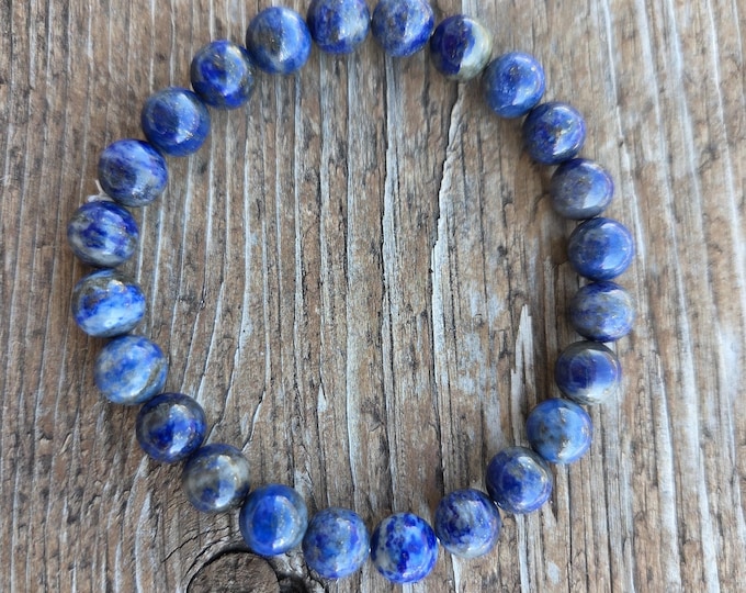 LAPIS LAZULI Chakra Stretch Bracelet All Natural Semi-Precious Stones Healing Metaphysical
