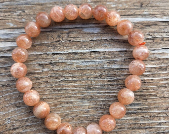 SUNSTONE (OREGON) Chakra Stretch Bracelet All Natural Semi-Precious Stones Healing Metaphysical