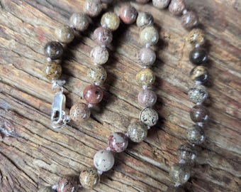 Crazy Horse Creek Jasper Beautiful Stone Natural Gemstone Sterling Silver Necklace