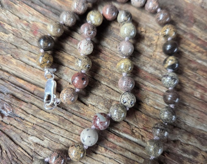 Crazy Horse Creek Jasper Beautiful Stone Natural Gemstone Sterling Silver Necklace