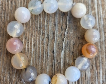 MONTANA AGATE BIG Faceted Beaded Stretch Bracelet
