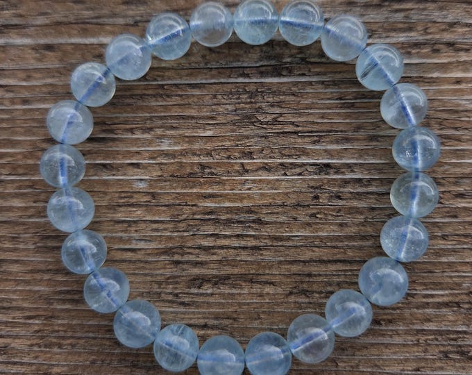BLUE CHALCEDONY Chakra Stretch Bracelet All Natural Semi-Precious Stones Healing Metaphysical