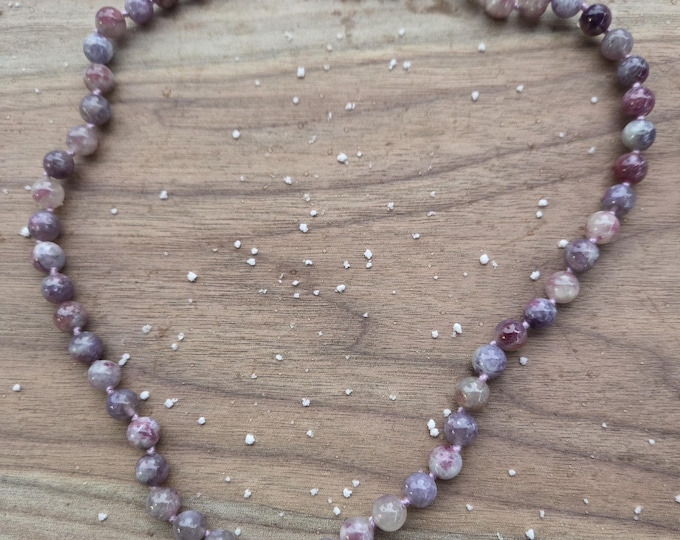 TOURMALINE PINK LAVENDER Chakra Necklace All Natural Semi-Precious Stones Healing Metaphysical