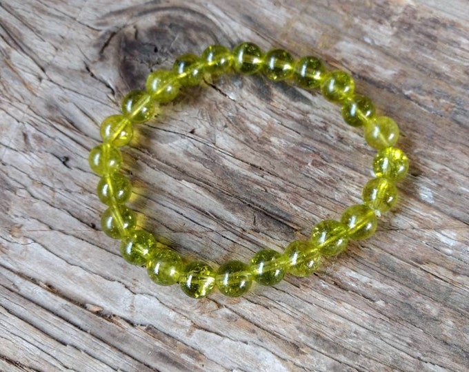 PERIDOT Chakra Stretch Bracelet All Natural Semi-Precious Stones Healing Metaphysical