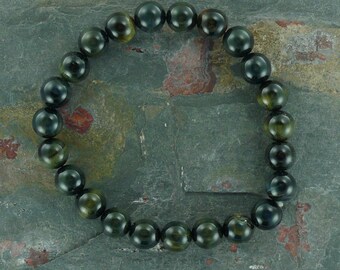 TIGER EYE (Blue) Chakra Stretch Bracelet All Natural Semi-Precious Stones Healing Metaphysical