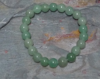 GREEN AVENTURINE (LIGHT) Chakra Stretch Bracelet All Natural Semi-Precious Stones Healing Metaphysical