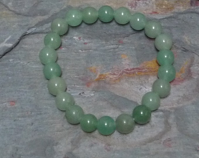 GREEN AVENTURINE (LIGHT) Chakra Stretch Bracelet All Natural Semi-Precious Stones Healing Metaphysical