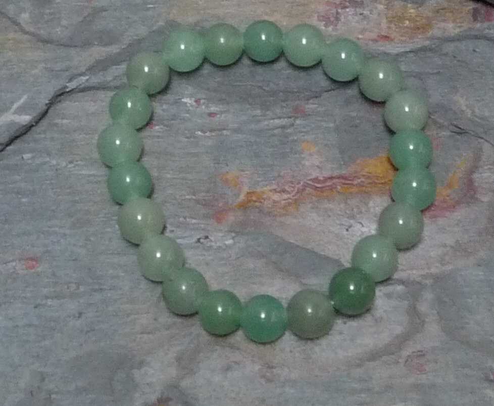 Natural Green Aventurine Unisex Stone Bracelet ( 8mm Beads Size, Free Size )