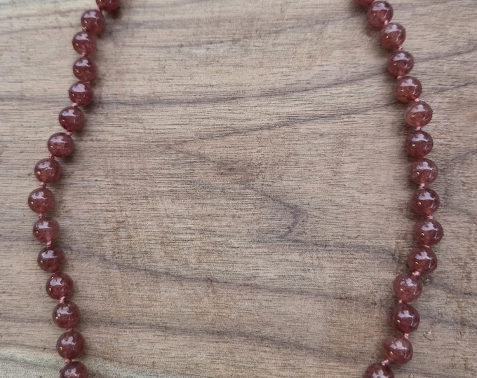 STRAWBERRY QUARTZ Chakra Necklace All Natural Semi-Precious Stones Healing Metaphysical