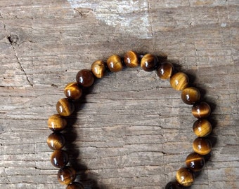 TIGEREYE (BROWN) Chakra Stretch Bracelet All Natural Semi-Precious Stones Healing Metaphysical